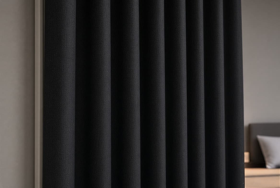 Detail of blackout curtains with proper side returns and no light gaps