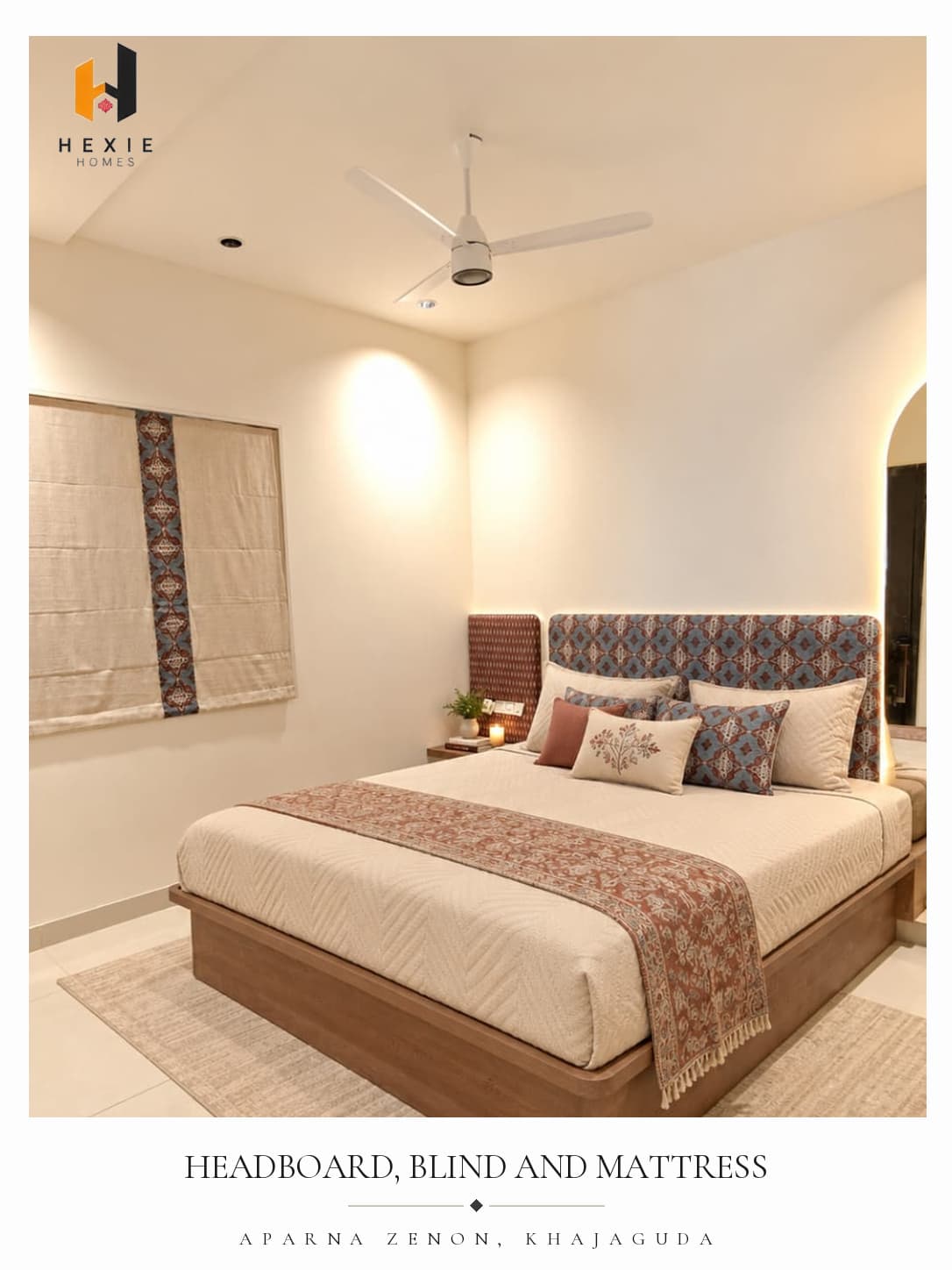 Headboard, blind and mattress — Aparna Zenon, Khajaguda, Hyderabad