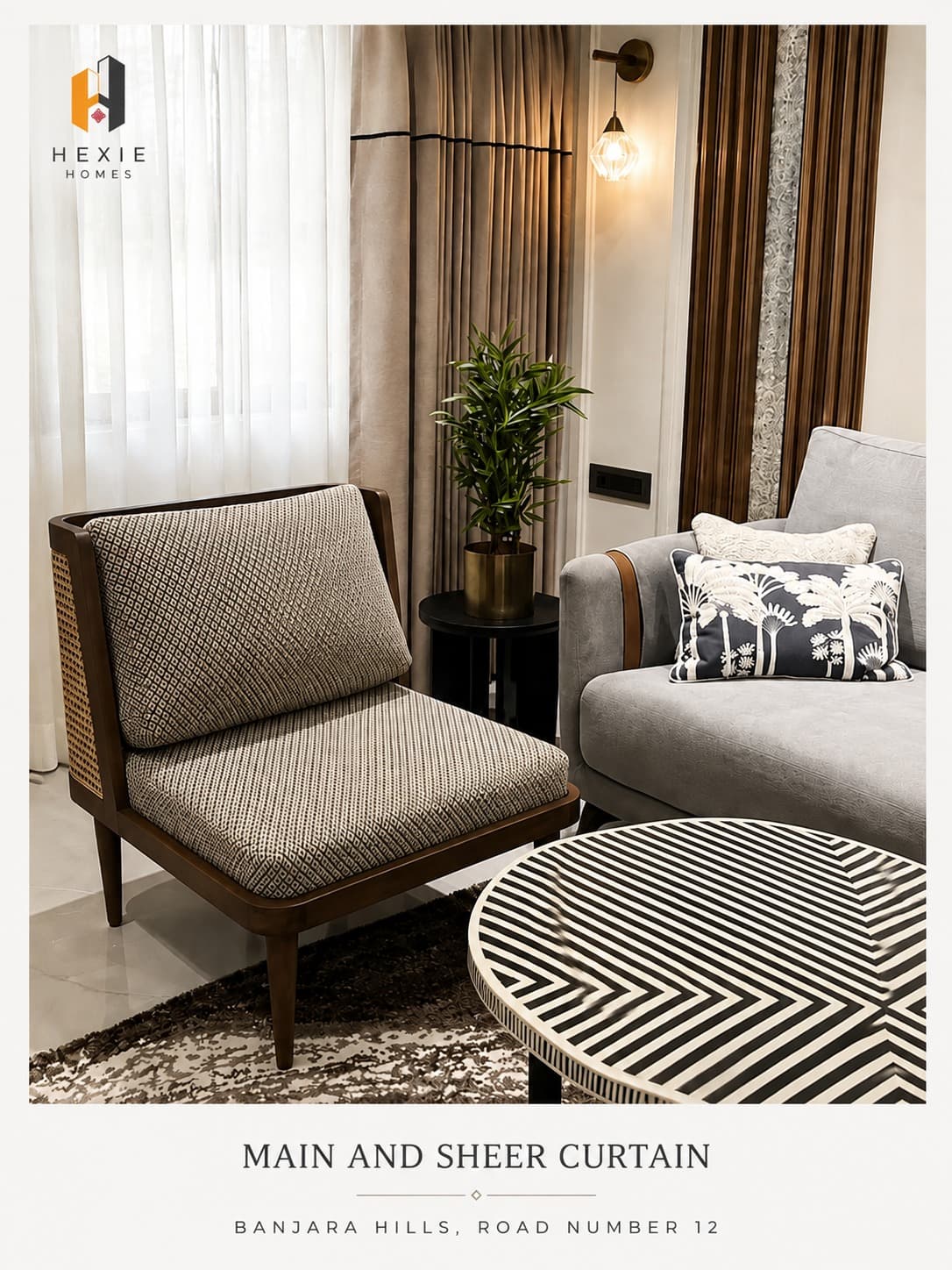 Main and sheer curtain — Banjara Hills, Road Number 12, Hyderabad
