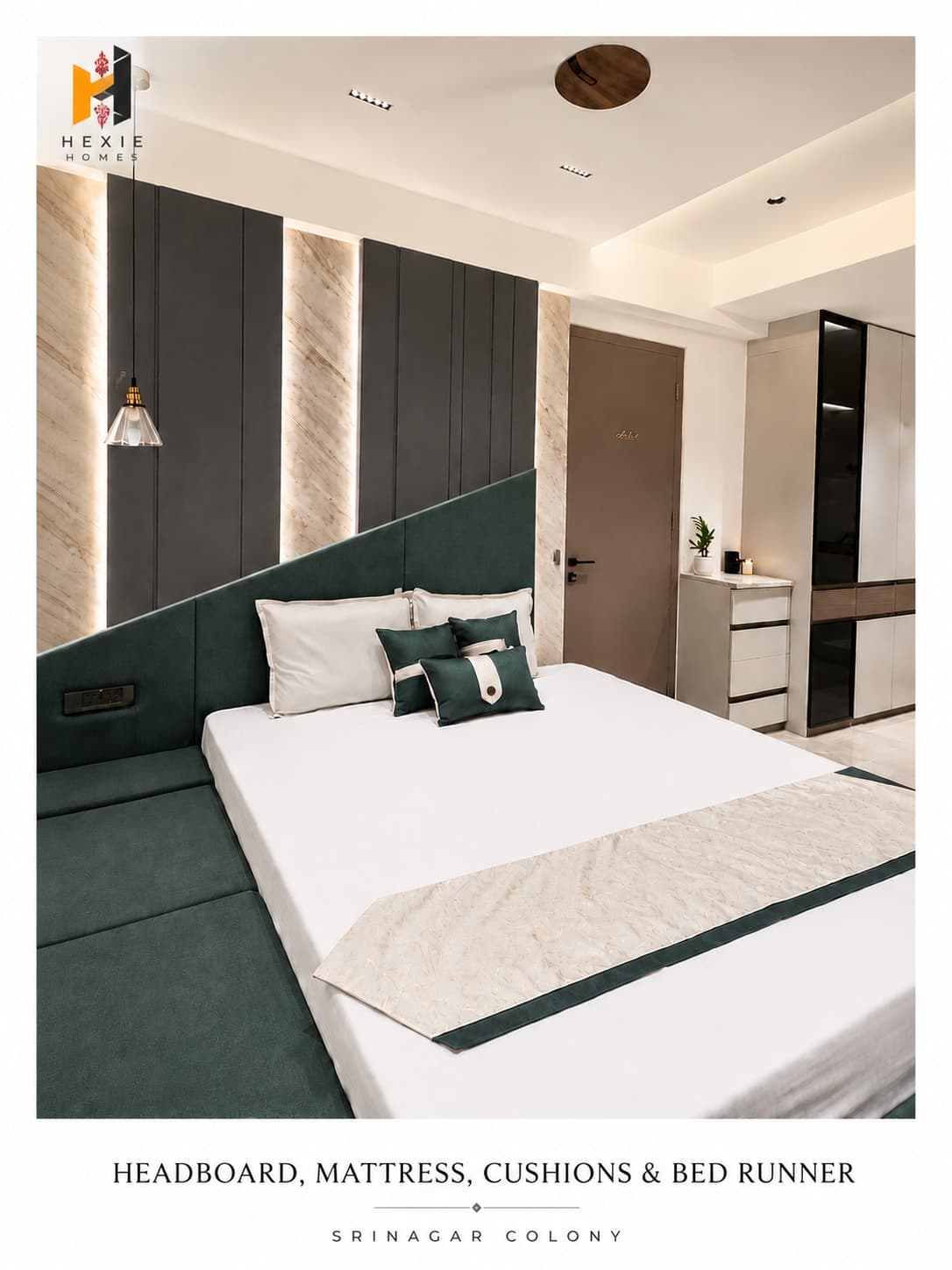 Headboard, mattress, cushions and bed runner — Srinagar Colony, Hyderabad
